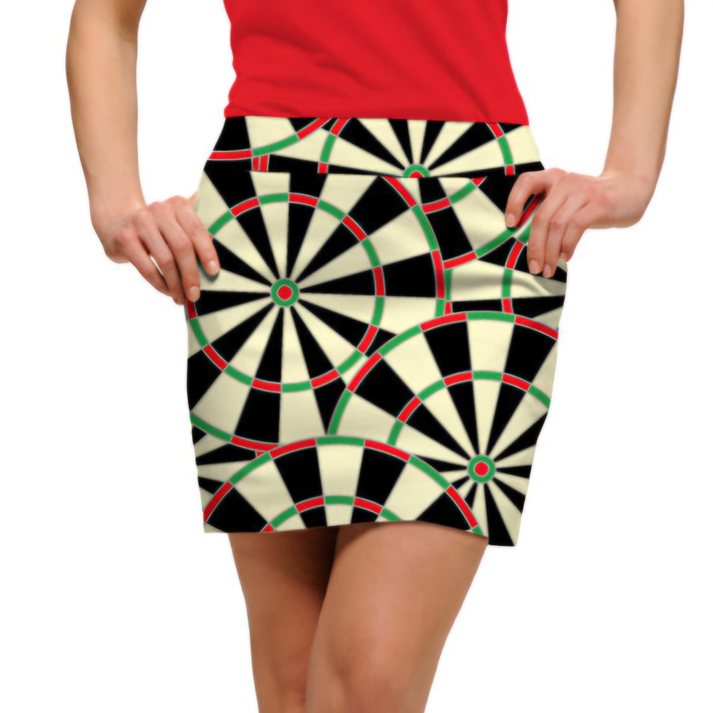 Loudmouth Women's Golf Skirt Size 4 x 16L XS Mini Bull & Cork Darts Black White